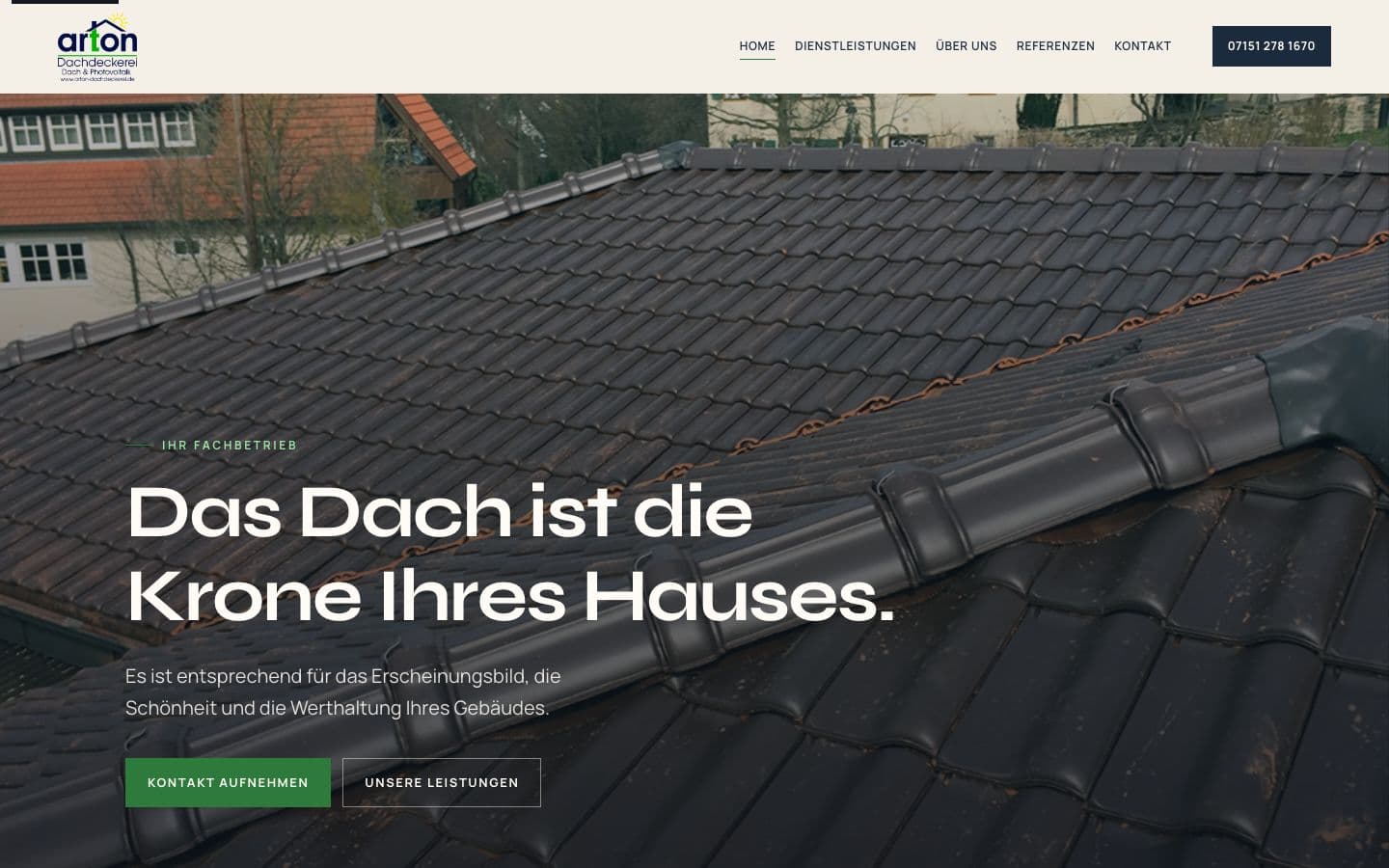 Website visual for Arton Dachdeckerei