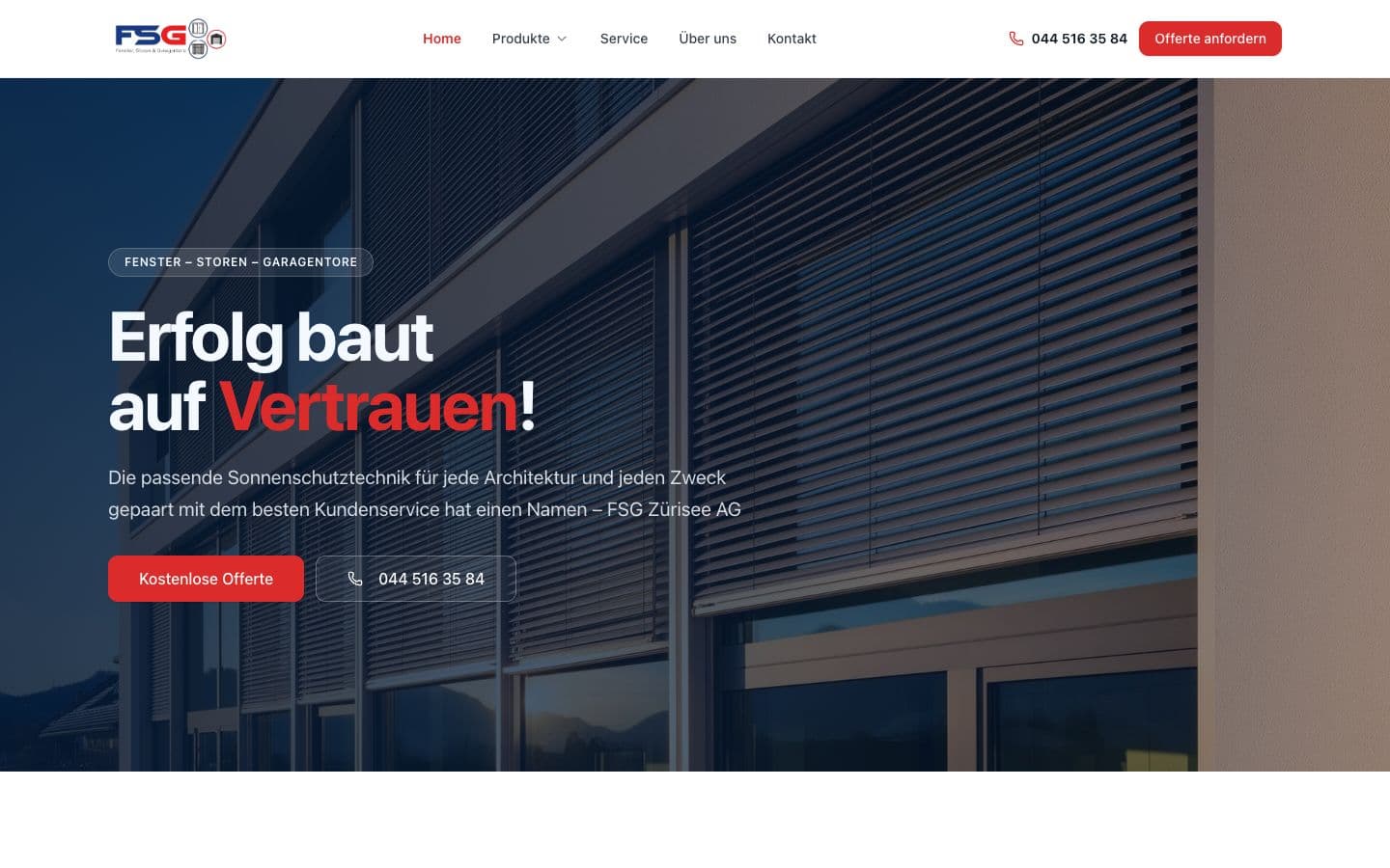 Website visual for FSG Zürisee AG
