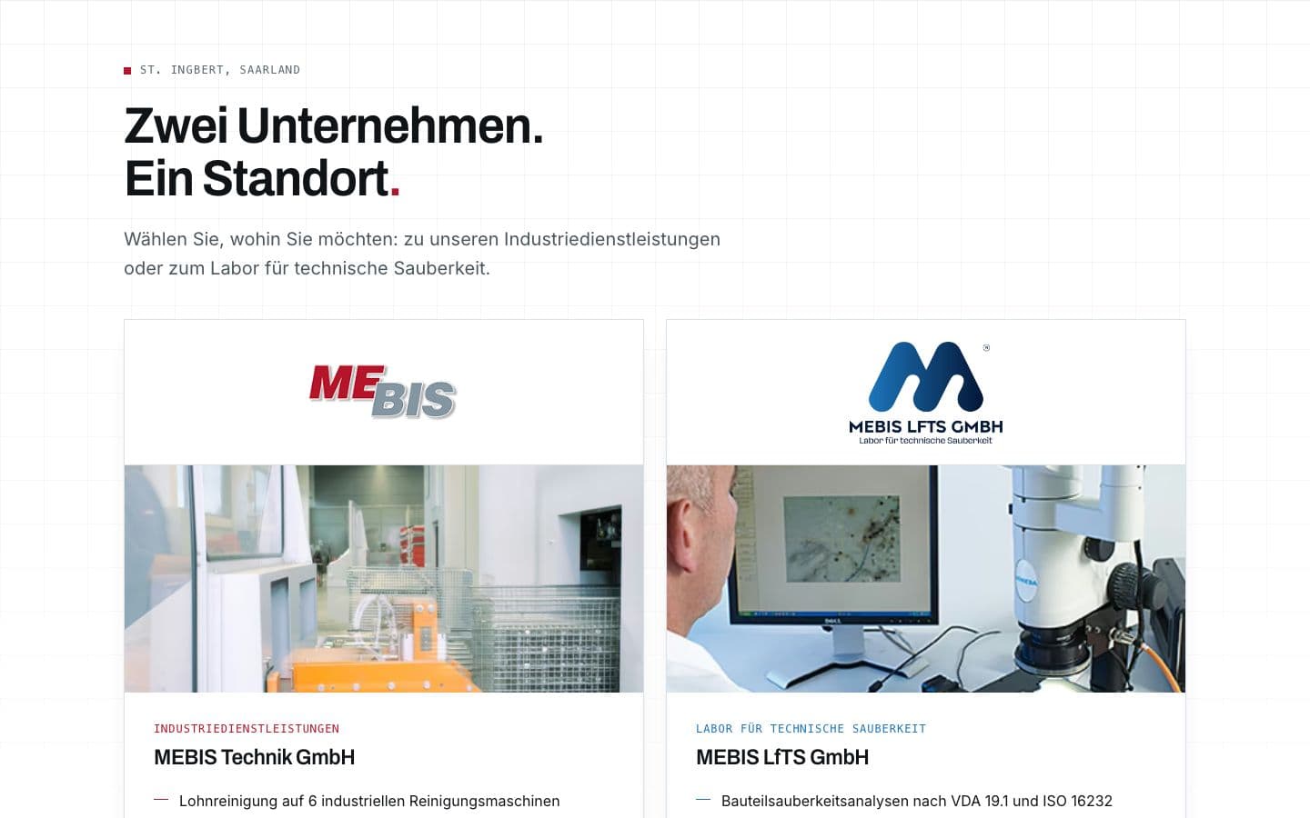 Website visual for MEBIS Technik GmbH