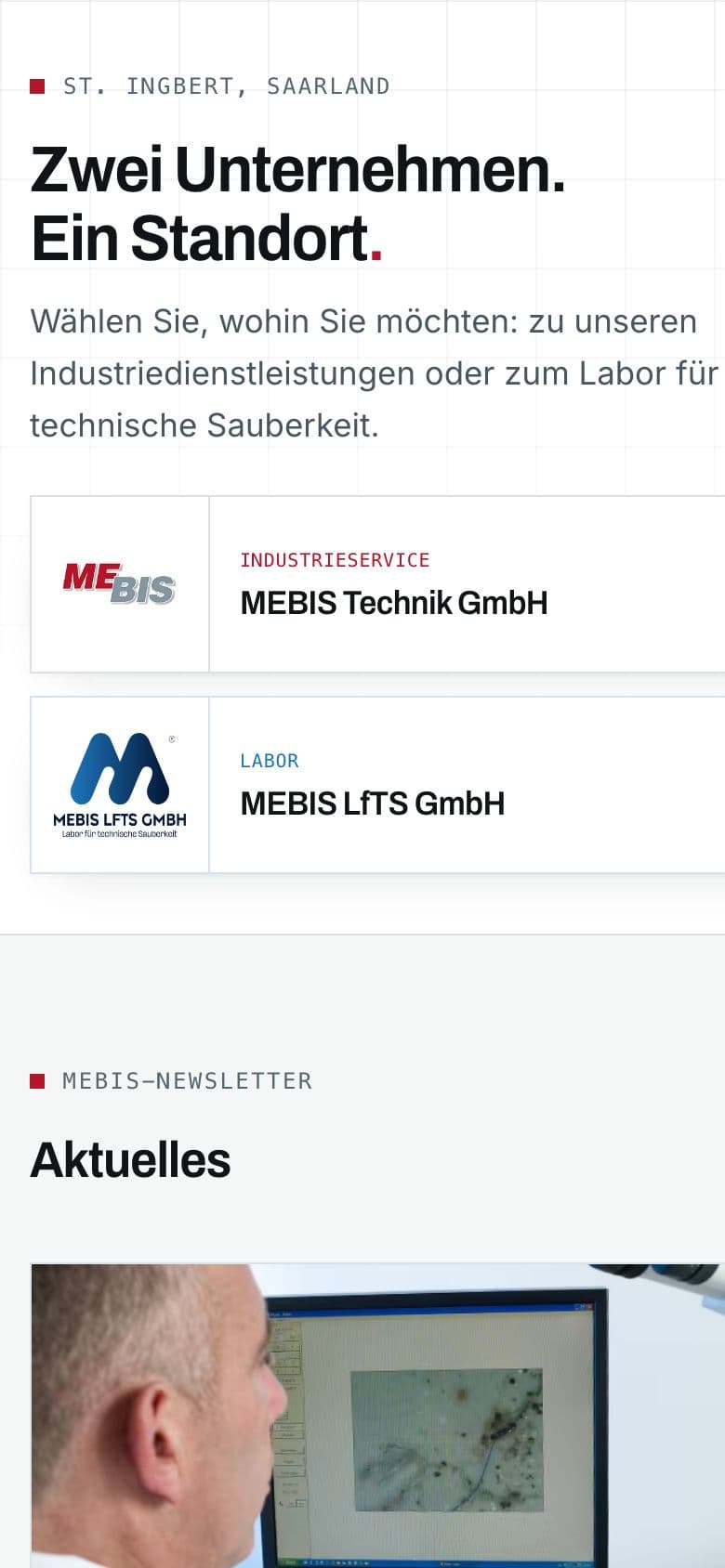 Website visual for MEBIS Technik GmbH