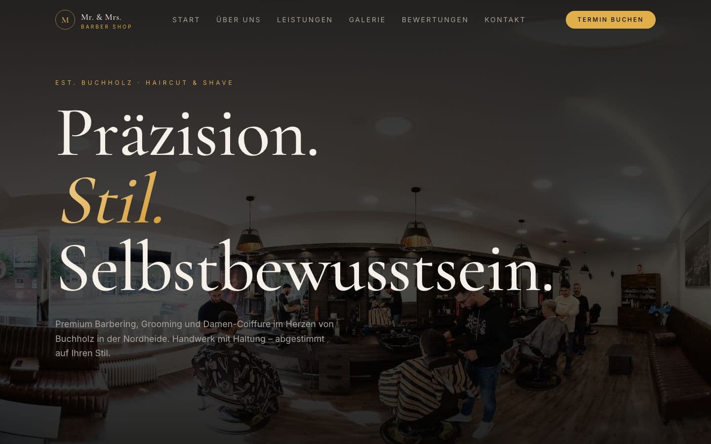 Homepage of the Mr. & Mrs. Barber Shop website